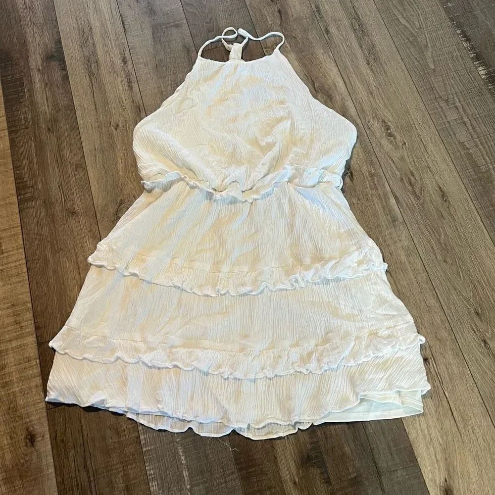 lulus white ruffle halter dress size XL